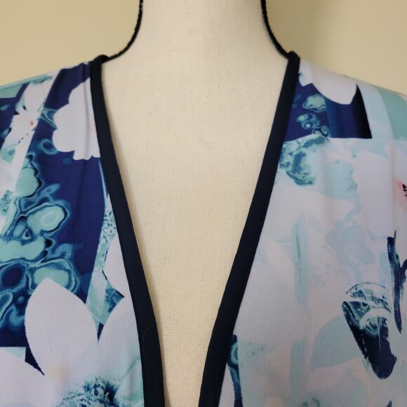 Easywear by Chico's Size 3 (XL 16/18) Open Front Cardigan 3/4 Sleeve Lined Blue - Picture 5 of 15